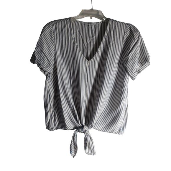 Madewell Novel Tie Front striped blouse Medium - Picture 2 of 4